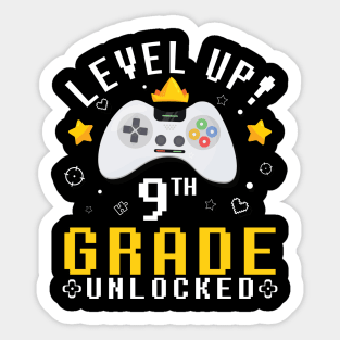 Gamer Fans Students Level Up 9th Grade Unlocked First Day Of School Sticker